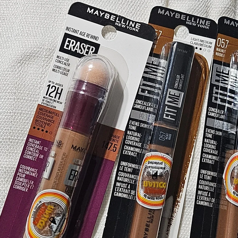 Maybelline Concealer Lot Fit Me 057 Walnut & Instant Age‎ Rewind 147.5 New 4pc